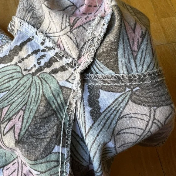 Just Cristina Floral and Tiger Print Shirt Vintage 90s beach BoHo - Picture 8 of 14